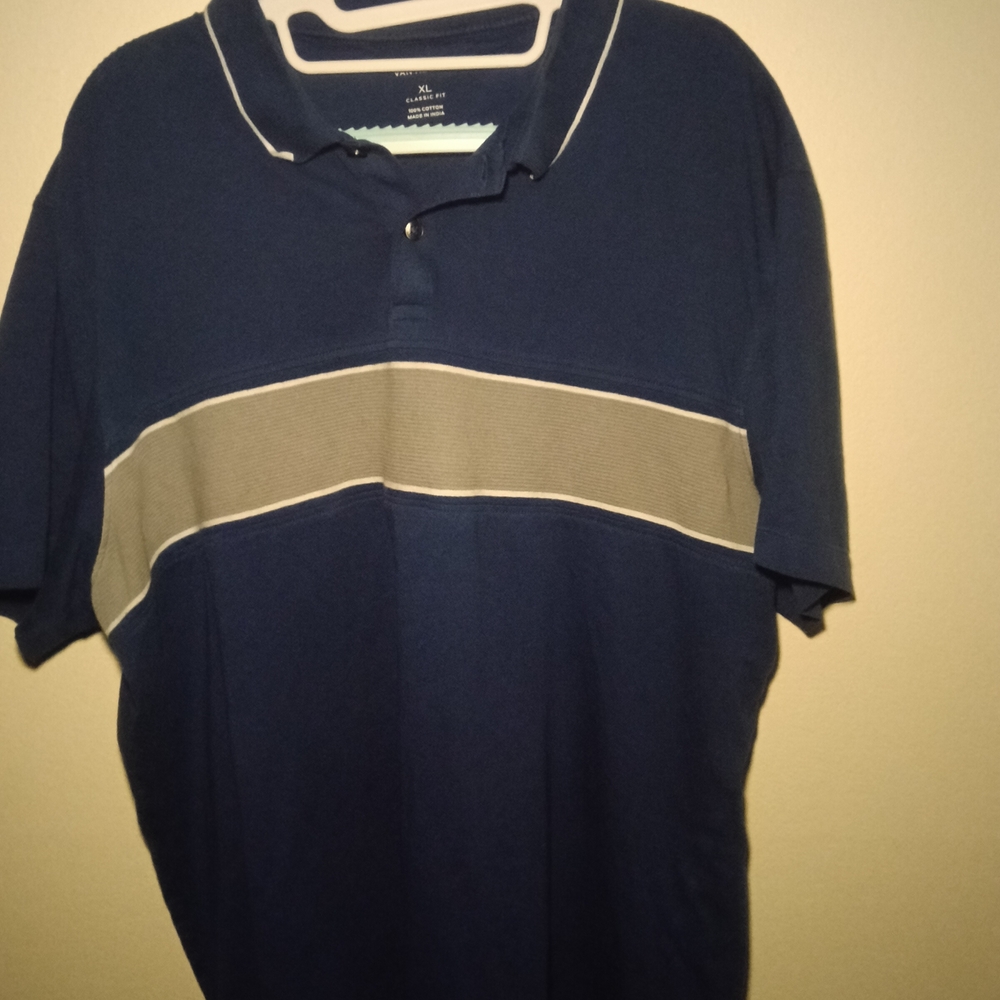 Van Heusen Dark Blue Polo with Light Gray Stripe